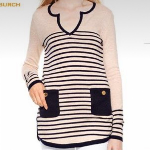 Tory Burch Odessa Striped Tunic Sweater Extra Small XS K - Picture 2 of 9